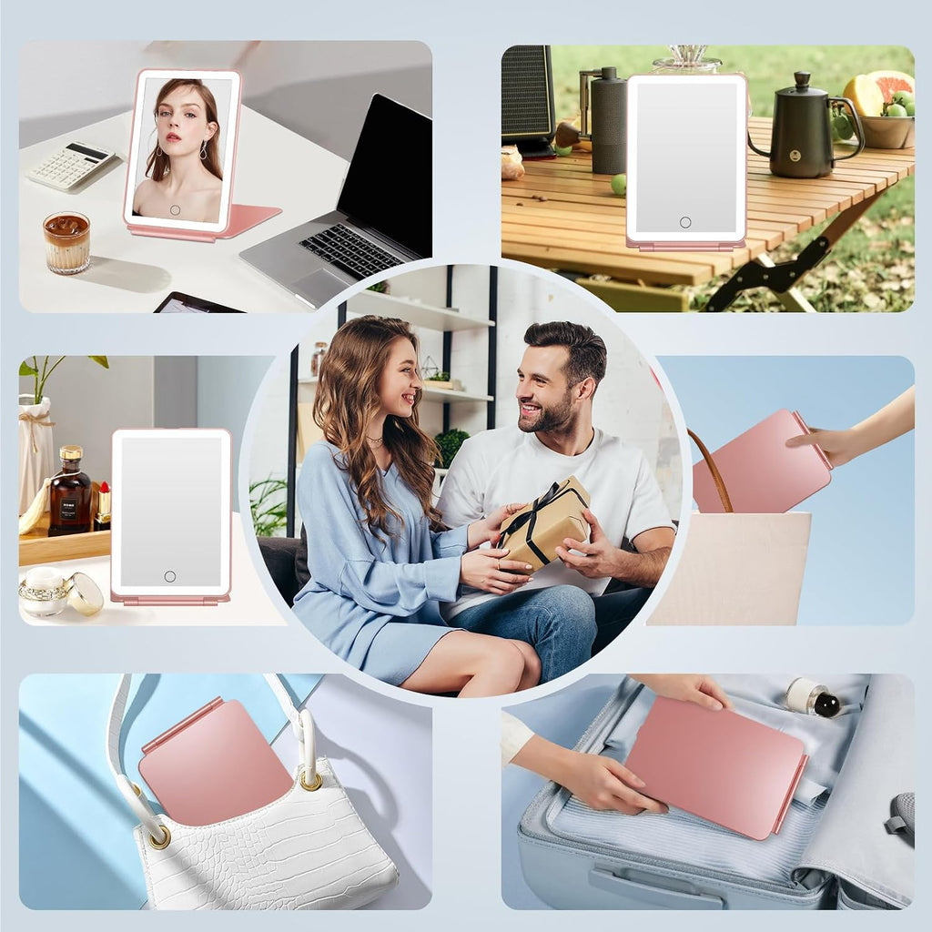 FUNTOUCH Rechargeable Travel Makeup Mirror with 72 Led Lights