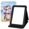 Large Folding Mirror Portable, Travel Foldable PU Adjustable Rectangular Ultrathin Vanity Mirror Rounded Corner with Multi Stand Angle, for Travel, Camping,Home 9x7 Inch