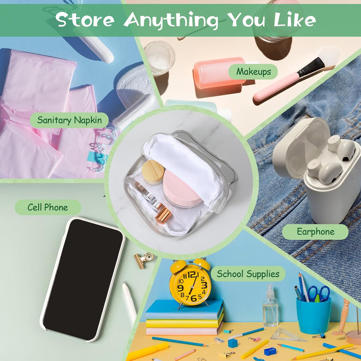 ElevateTech Sanitary Napkin Storage Bags, 4 Pcs Pad Bag for Period Tampon Bags Portable Menstrual Pad Pouch Feminine Pouch First Period Bag Gifts for Women
