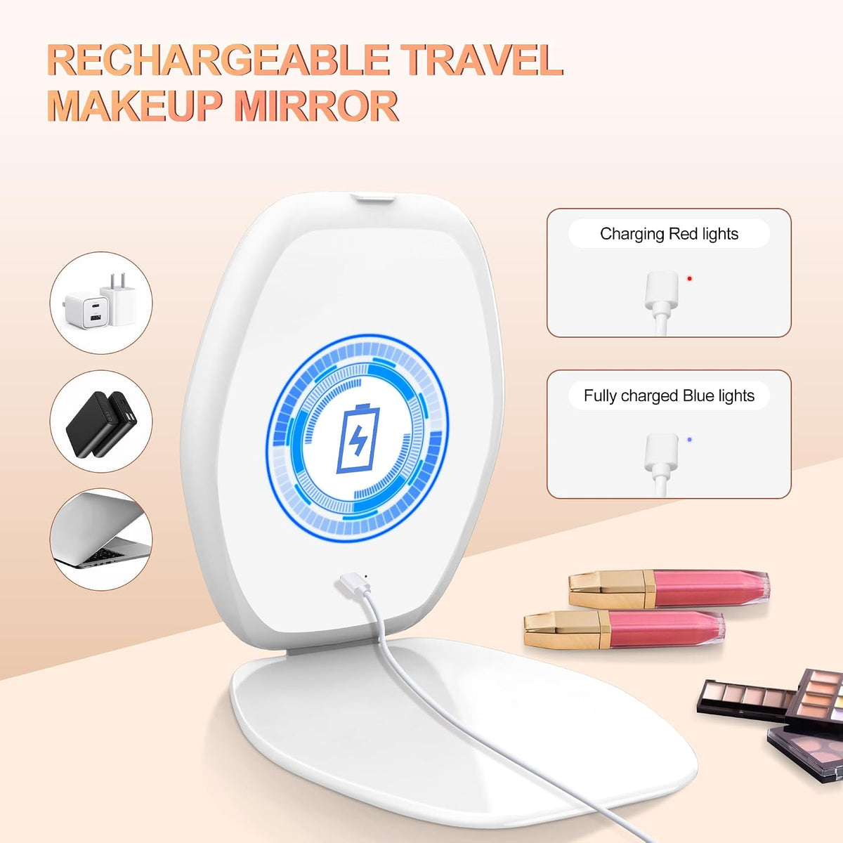 COSYGLOW Travel Makeup Mirror with Light, Portable Hexagon Vanity Mirror