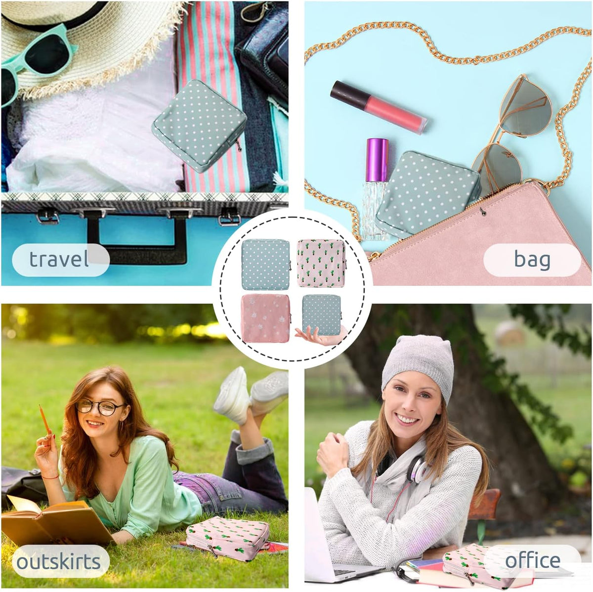 Vin Beauty 3Pcs Pad Bag for Sanitary Napkins, First Period Pouch Portable Menstrual Pad Pouch Feminine Menstruation Bag for Women for School