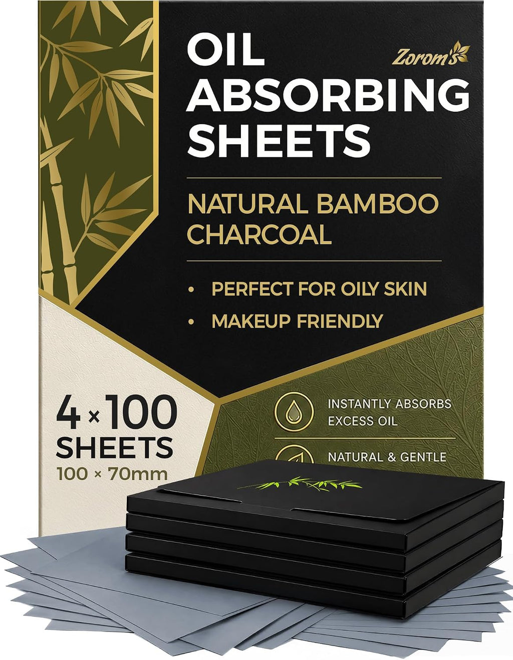 Oil Blotting Sheets for Face – 4pk/400 - Makeup Friendly – High Absorbency