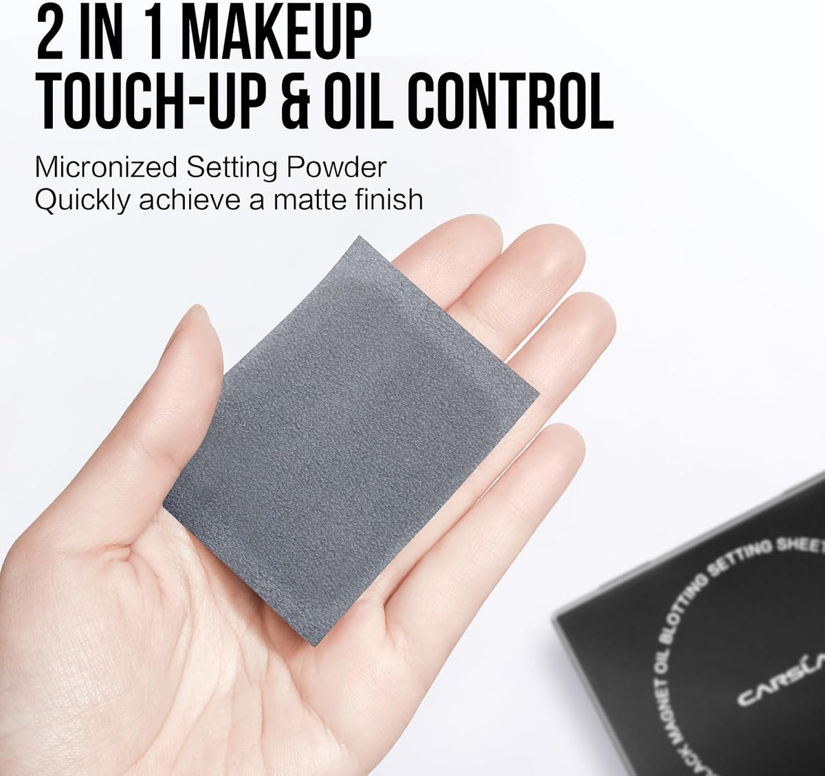 CARSLAN Makeup Blotting Paper with Powder, Keeps Makeup Fresh All Day