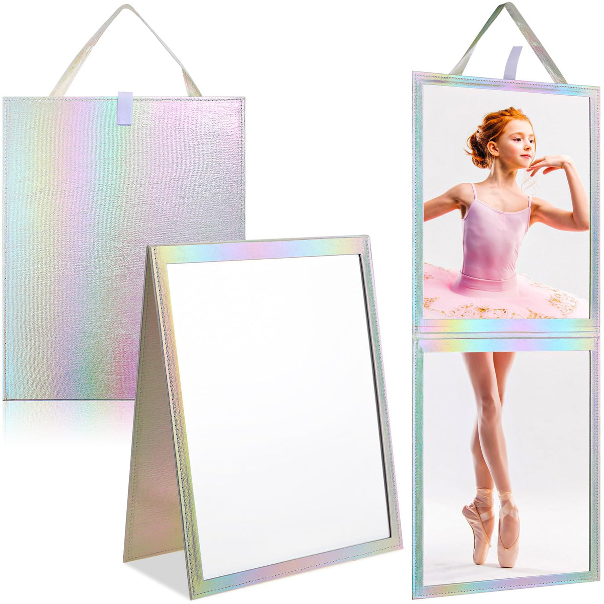 Chunful Folding Hanging Mirror 33.5x13.4 for Dance, Fashion, Purple
