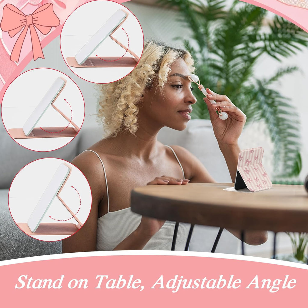 Compact Portable Mirror Bulk, Rectangle, Morandi, 12 Pcs