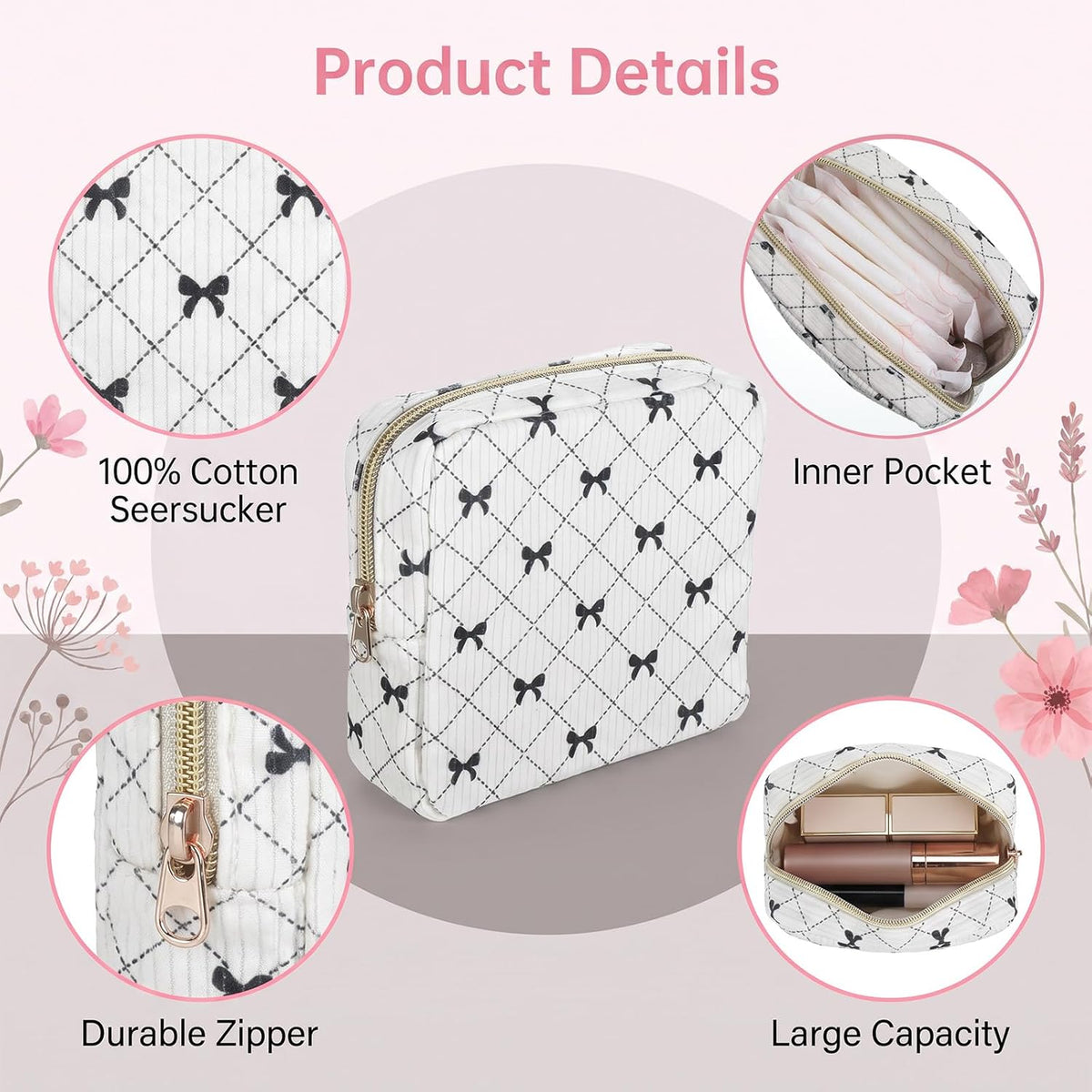 Period Bag for Women, Cute Corduroy Sanitary Napkin Storage Bag