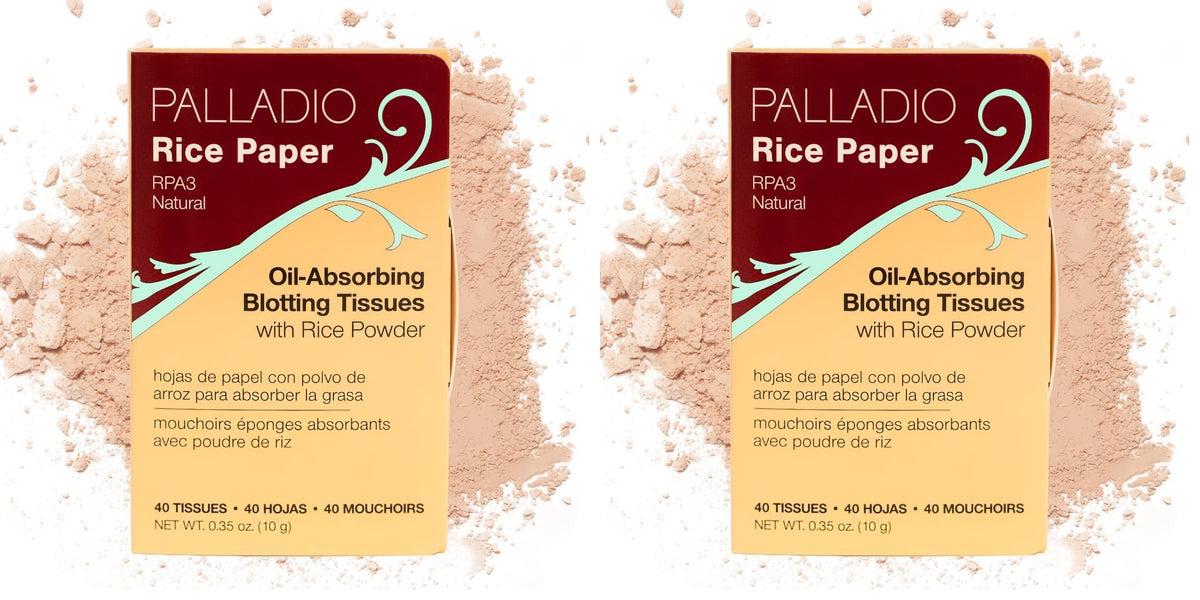 Palladio Rice Paper Facial Tissues for Oily Skin, Face Blotting Sheets Made from Natural Rice, Oil Absorbing Paper with Rice Powder, 2 Sided, Instant Results, Translucent, 40 Count, Pack of 1