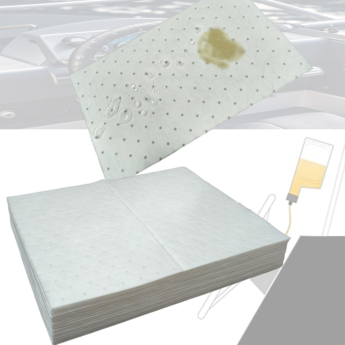 Oil Absorbent Pads, Universal Light Duty Absorbent Mats, 13"x9.8"
