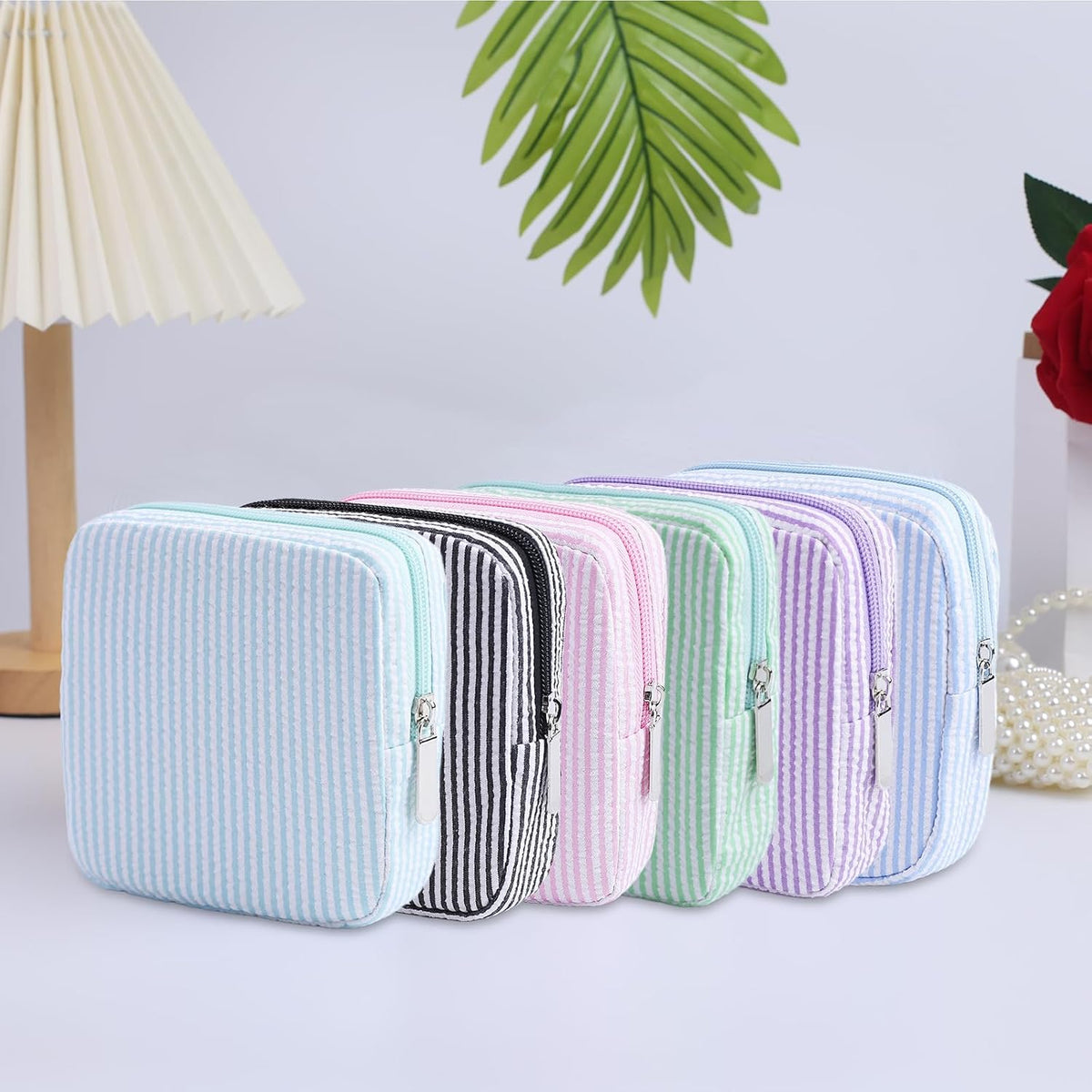 Period Bag for Teen Girls | Striped Sanitary Napkin Storage Bag | Cute Pads Pouch for Period | Menstrual Pouch for Pads, Tampons, Menstrual Cups & Panty Liners | Perfect for Travel & Daily Use