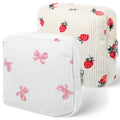 2 Pack Period Bag Pouch for Women Girls, Cute Corduroy Sanitary Napkin Storage Bag with Bow Design, Portable Discreet Menstrual Pad Pouches Tampon Holder for Purse, Small Make Up Bags