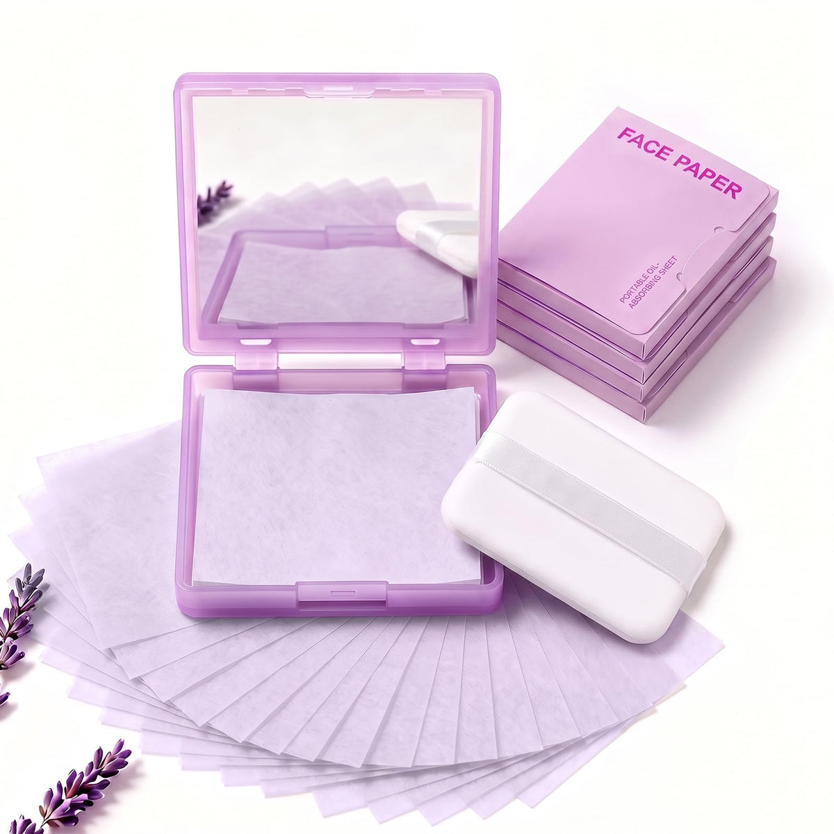 Oil Blotting Paper for Face, 500 Sheets Mirror and 4 Stickers for Oily Skin