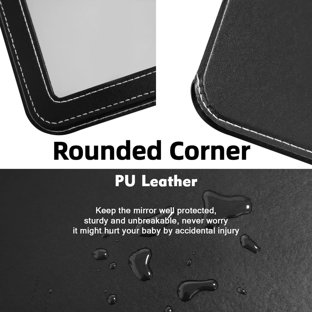 Large Folding Mirror Portable, Travel Foldable PU Adjustable Rectangular Ultrathin Vanity Mirror Rounded Corner with Multi Stand Angle, for Travel, Camping,Home 9x7 Inch