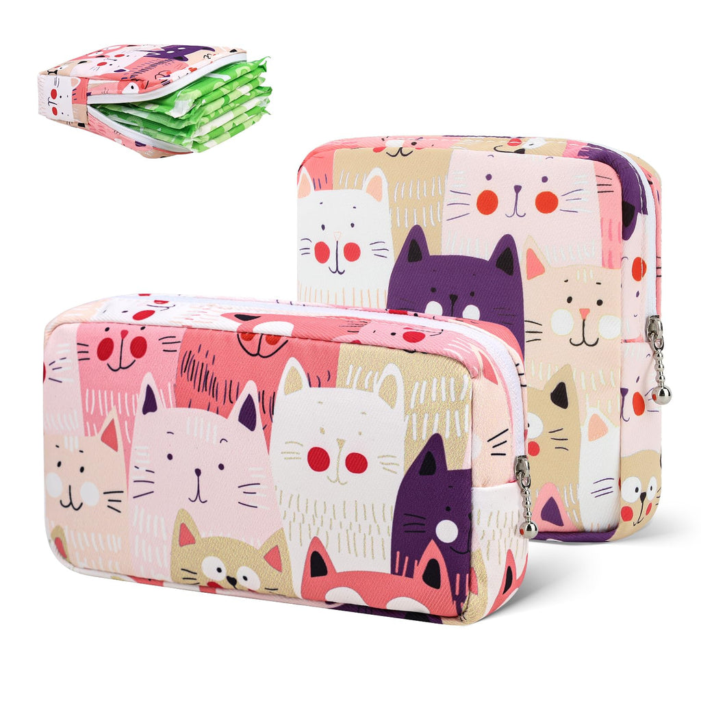 2PCS Period Bag, Small Period Pouches for Women (Floral)