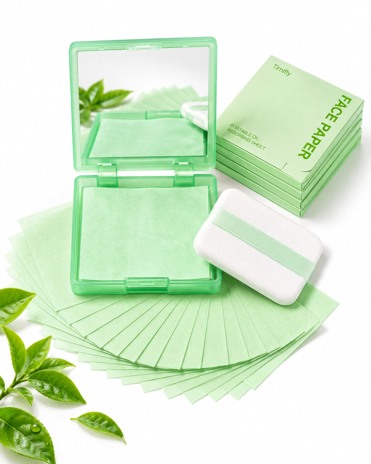 500PCS Oil blotting sheets for face,Papers with Mirror & Puff, Lavender