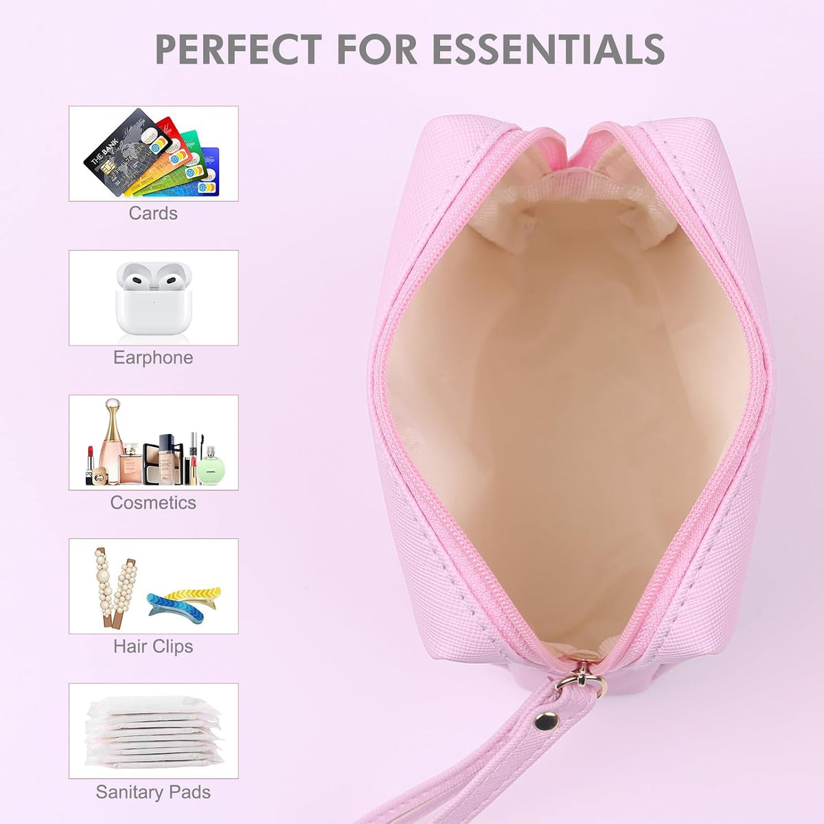 Sanitary Napkin Period bag for Women, Sanitary Napkin Storage Bag, PU Leather Sanitary Pad Bags Pounch, Portable Tampons Zipper Organizer Bag with Handle for Ladies