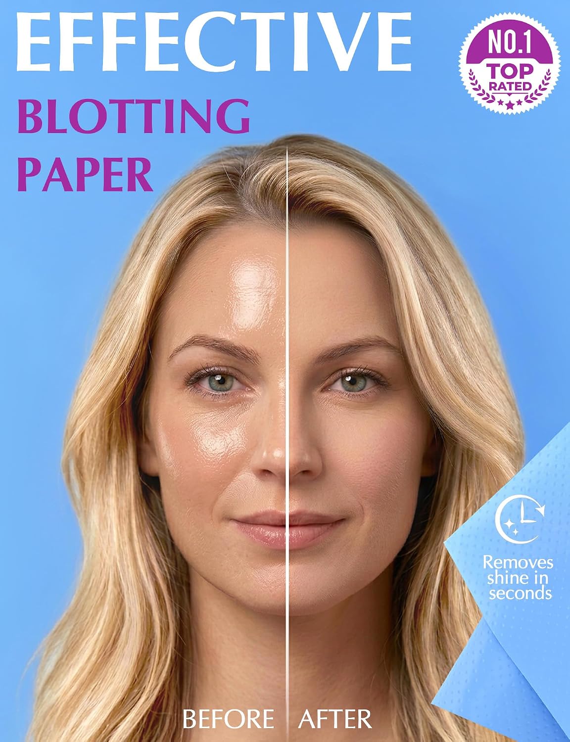 High-Performance Oil Absorbing Sheets for Face – 1pk/50 - Makeup Friendly