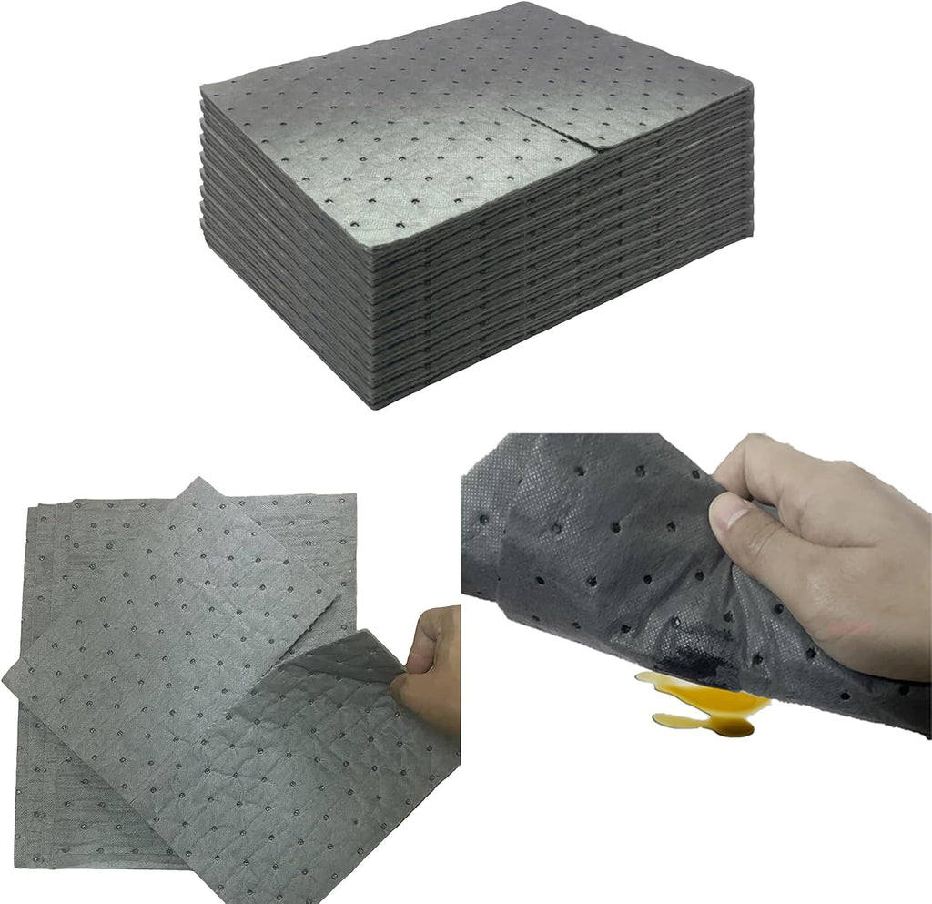 Oil Absorbent Pads, Universal Light Duty Absorbent Mats, 13"x9.8"