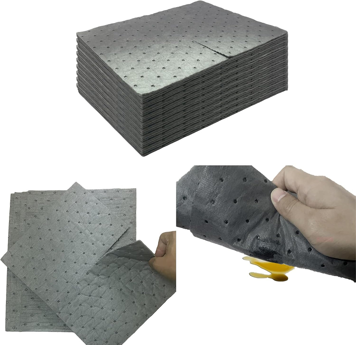 Oil Absorbent Pads, Universal Light Duty Absorbent Mats, 13"x9.8"