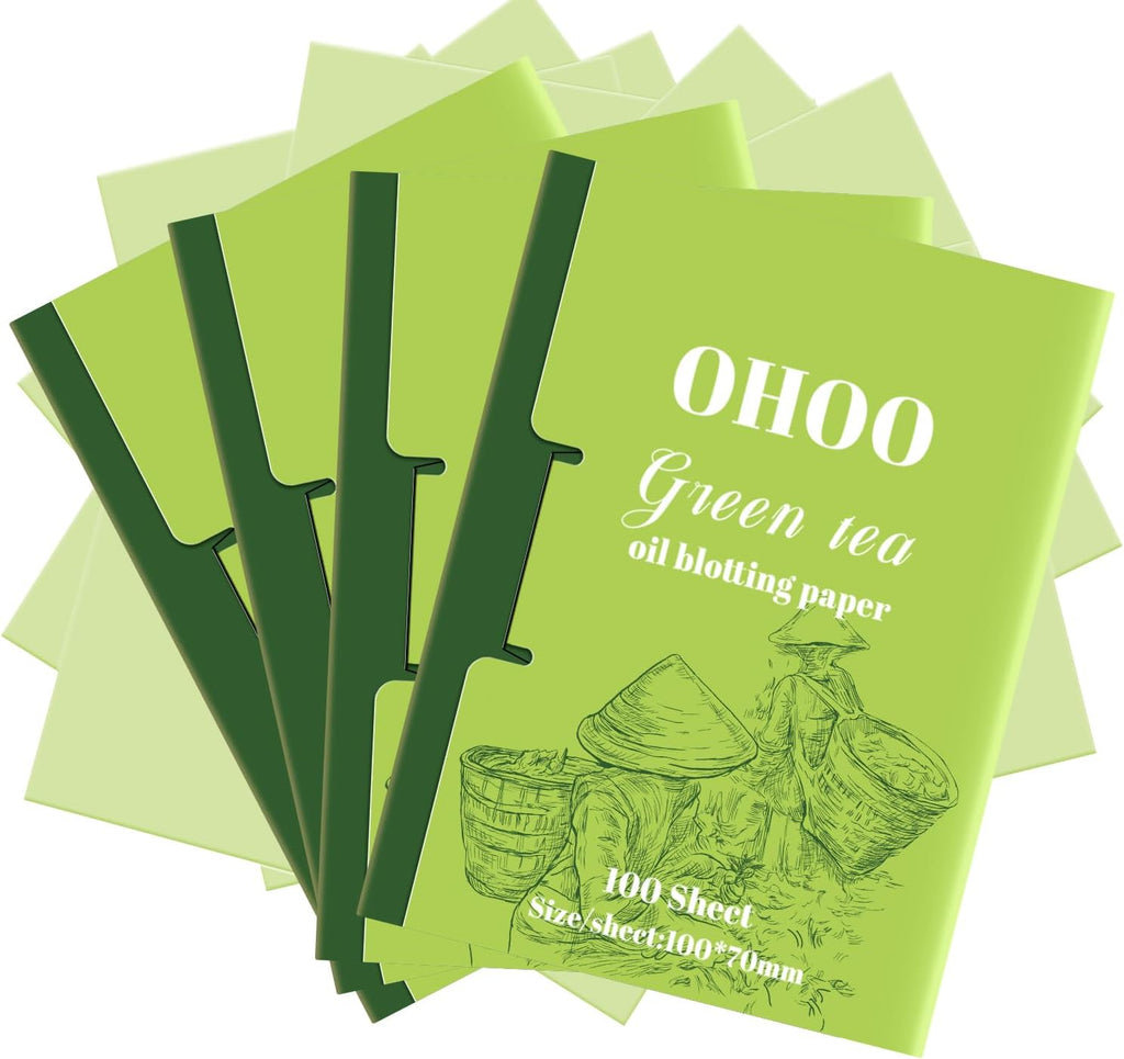 Face Oil Blotting Paper Facial Oil Absorbing Sheets for Oily Skin Face Wipes for Makeup Clean Green Tea 400 Count