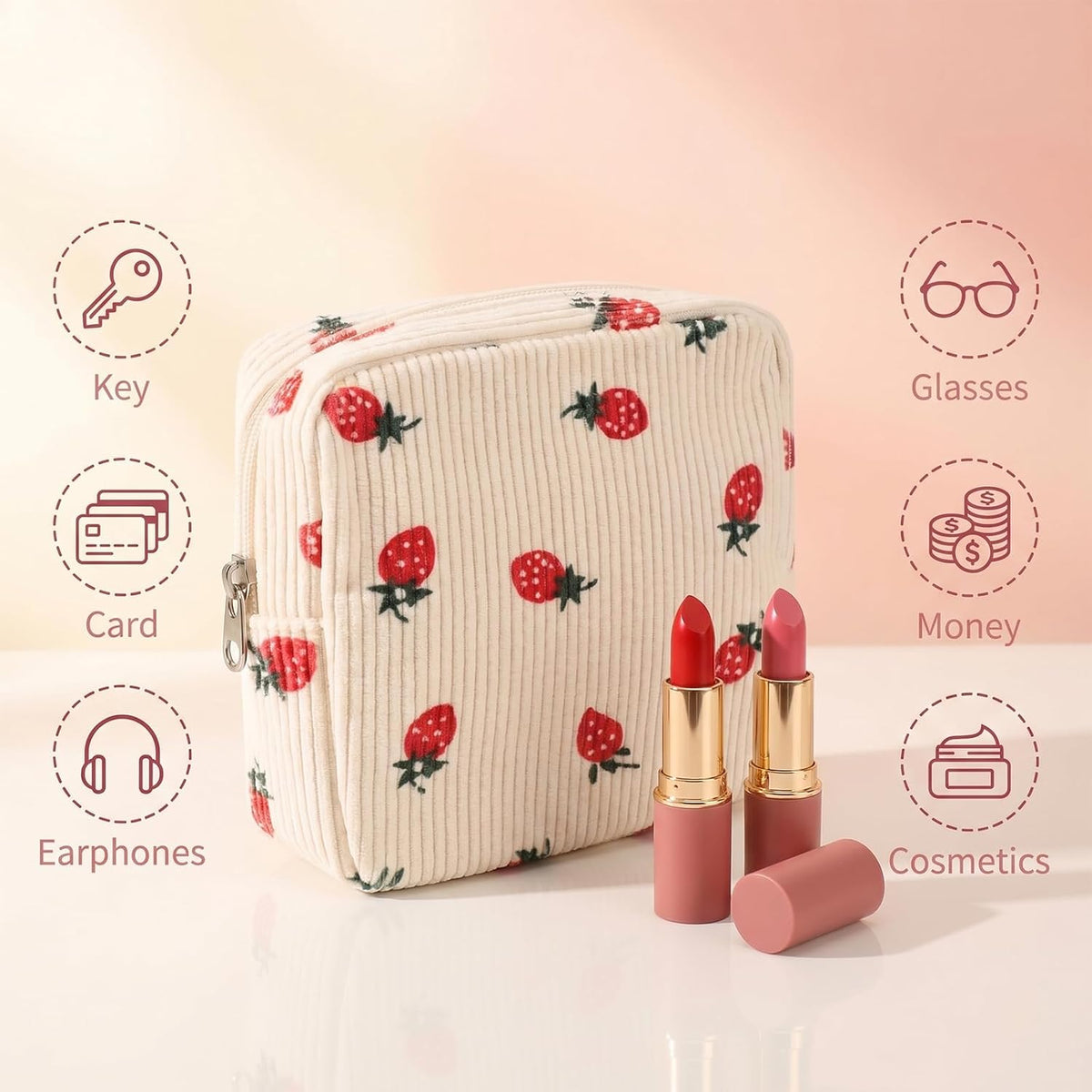 Jeffdad 2Pcs Period Bag, Cute Portable Sanitary Napkin Storage Pouch & Mini Makeup Bag, Compact Small Cosmetic Pouch for On-the-Go Organization