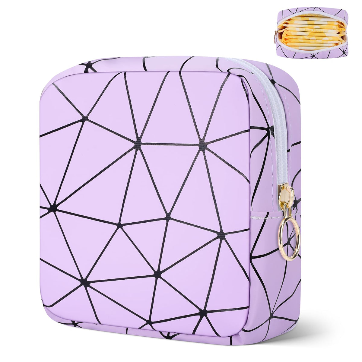 Likesing Period Bag Pouch, Leather Tampon Holder for Purse-Colorful Purple