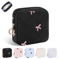 Period Bag for Teen Girls, Quilted Sanitary Napkin Storage Bag, Cute Bow Tie Menstrual Pad Pouch Tampon Holder (Plaid Pink)
