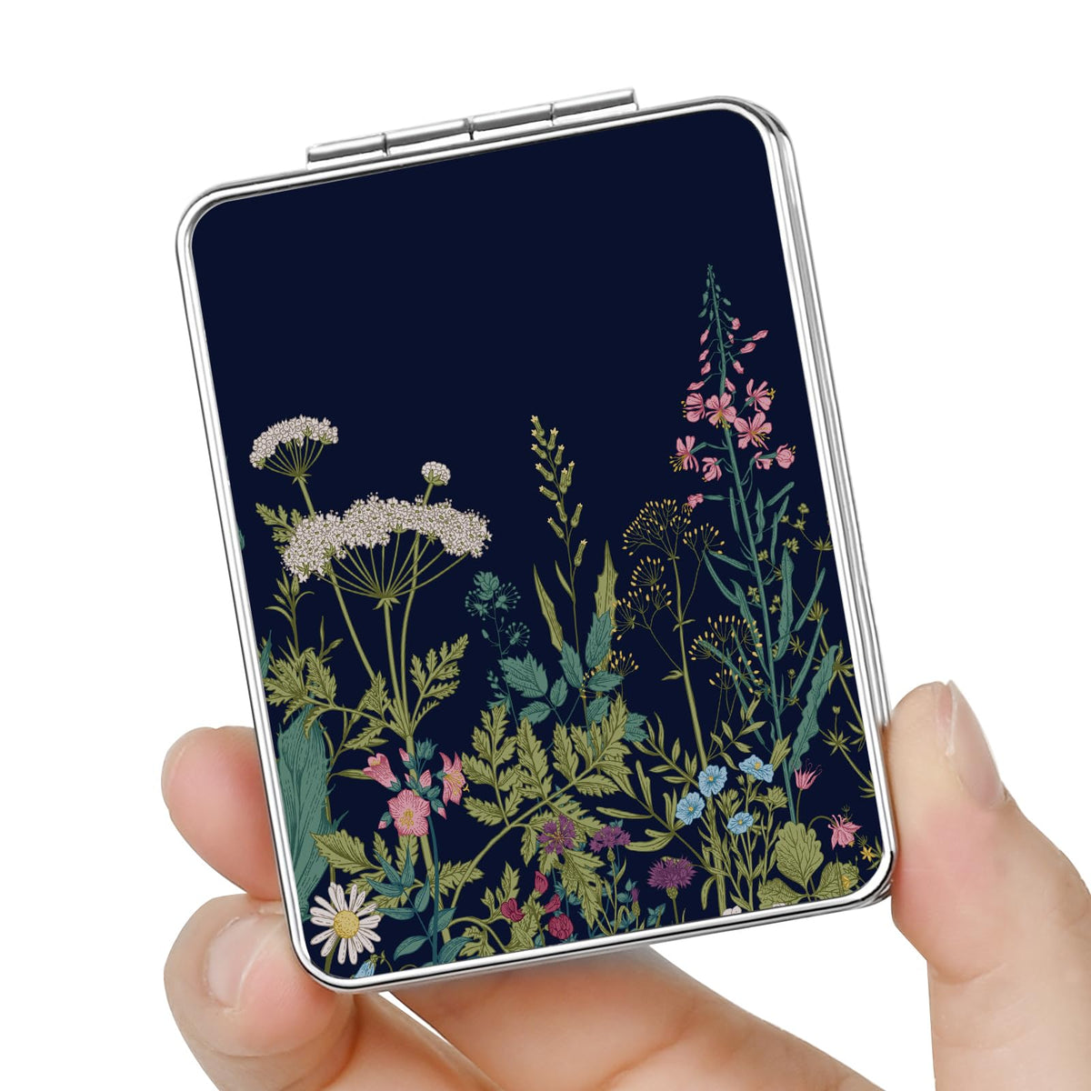 Pocket Mirror, Small Travel Mirror with Magnification, Portable Double-Sided Magnifying Cosmetic Mirror for Daily (Pink Marble)