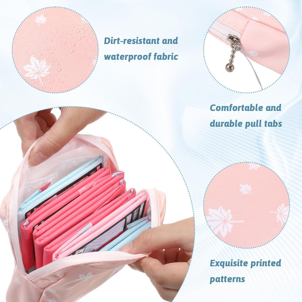 4 Pack Portable Sanitary Napkin Storage Bag, Samll Period Pouch for Purse Sanitary Pad Storage Bag Cute Menstrual Period Bags Feminine Care Period-Bags, Mini Pouch Feminine Pads-Bag Kit for Teen Girls