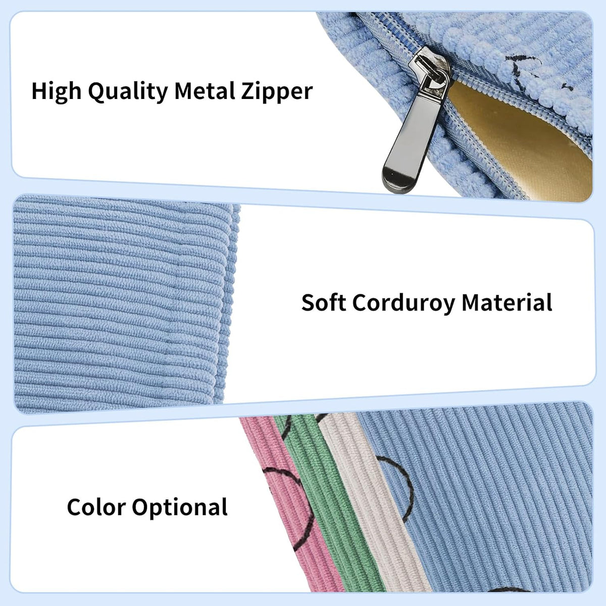 2 PCS Corduroy Period Bag for women, Cute Sanitary Napkin Storage Bag Portable Period Pouch with Zipper, Sanitary Pads Bag Tampons Holder for Purse First Period