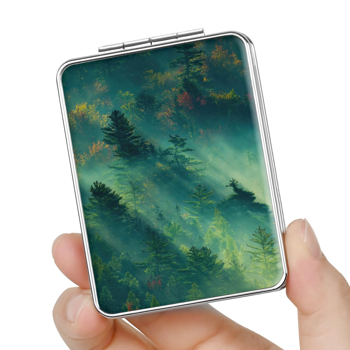 Pocket Mirror, Small Travel Mirror with Magnification, Portable Double-Sided Magnifying Cosmetic Mirror for Daily (Pink Marble)