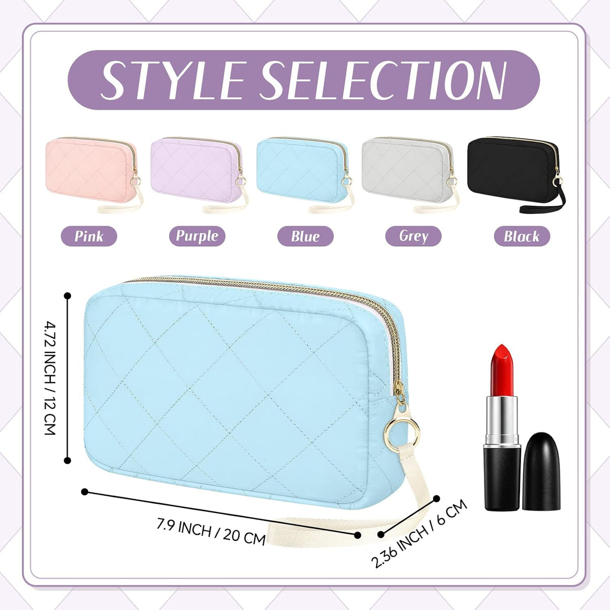 Likesing Period Bag, Quilted Sanitary Bags Tampon Bag for Purse(Blue)