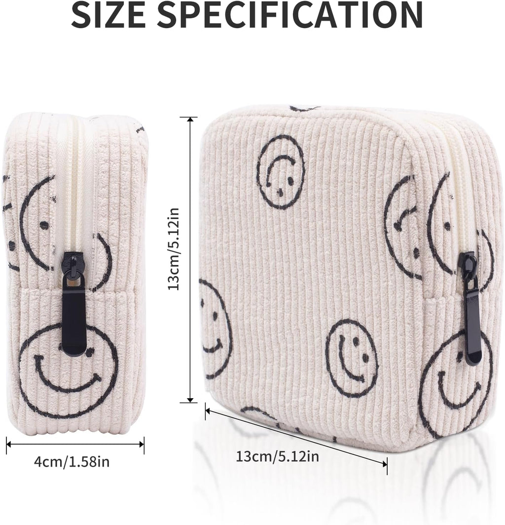 Sanitary Napkin Storage Bag, Corduroy Period Bag for Women, Cute Portable Period Pouch with Zipper, Sanitary Pads Bag Tampons Holder for Purse, First Period
