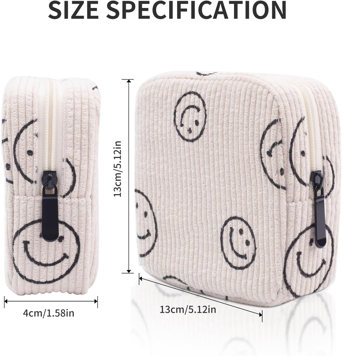 Sanitary Napkin Storage Bag, Corduroy Period Bag for Women, Cute Portable Period Pouch with Zipper, Sanitary Pads Bag Tampons Holder for Purse, First Period