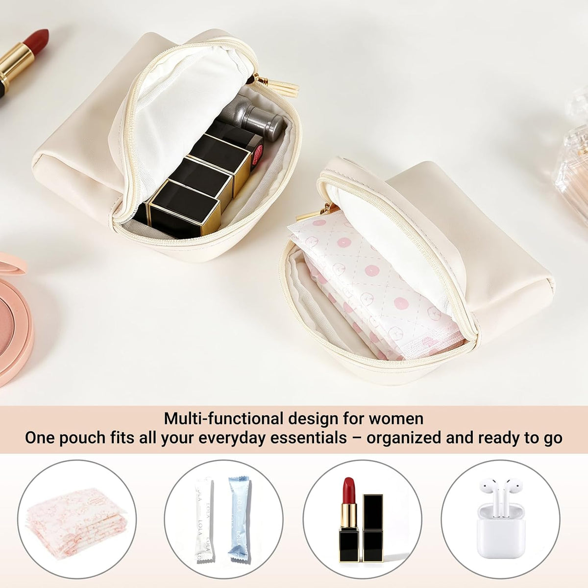 Mkono Period Pad Pouch for School, Sanitary Napkin Storage Bag for Teens