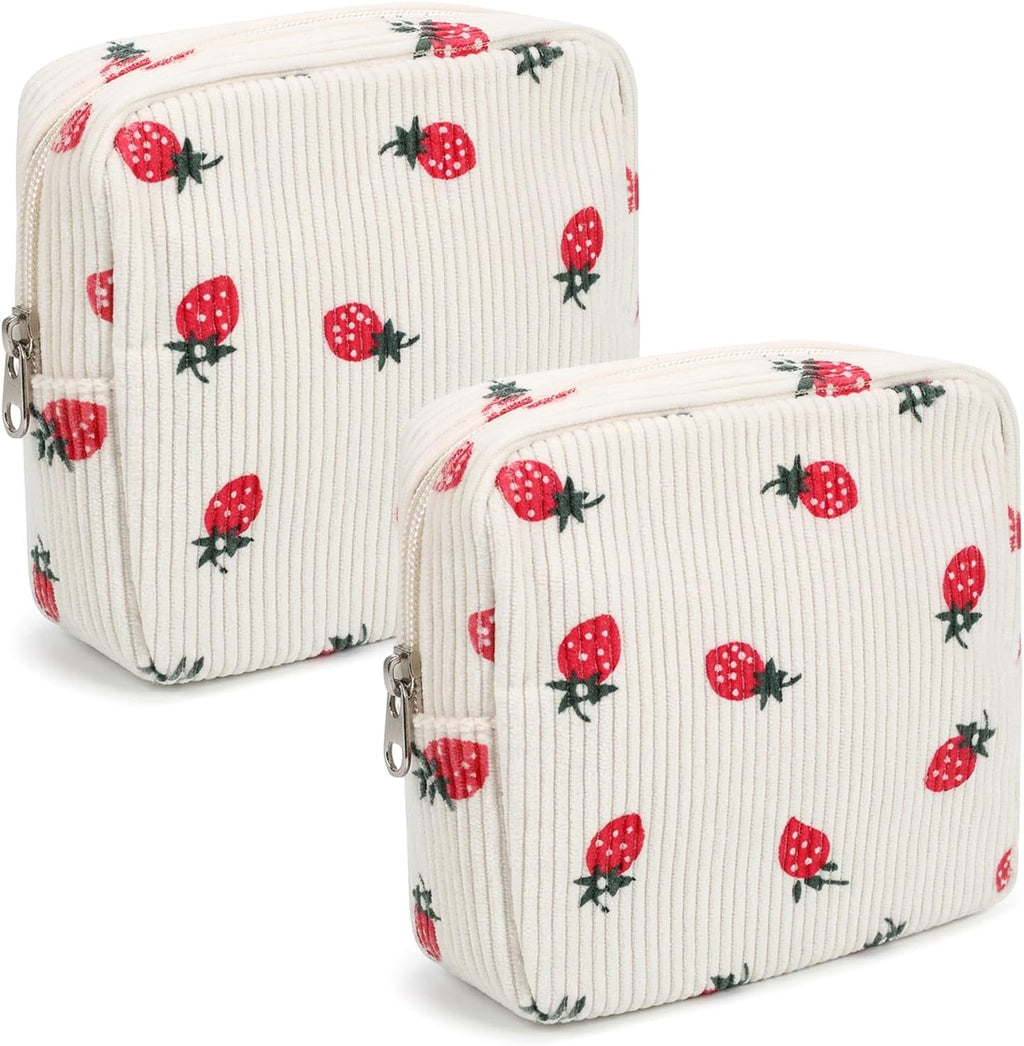 Jeffdad 2Pcs Period Bag, Cute Portable Sanitary Napkin Storage Pouch & Mini Makeup Bag, Compact Small Cosmetic Pouch for On-the-Go Organization
