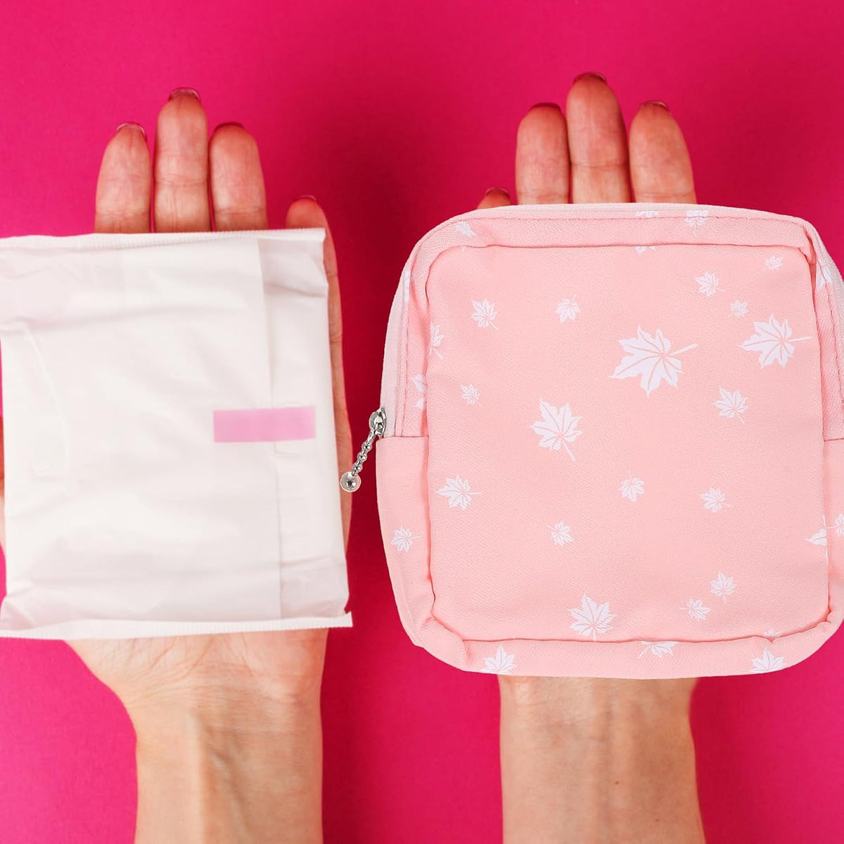 Amosfun 20Pcs Portable Sanitary Napkin Storage Bags for Teen Girls Mini Zipper Makeup Cosmetic Pouch Lightweight Polyester Pad Organizer for Travel and Daily Use