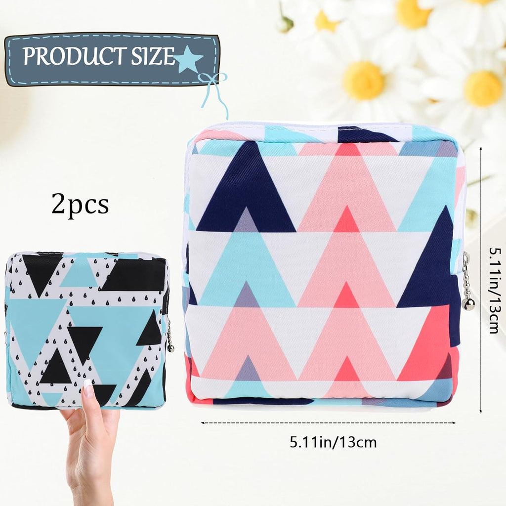 KALIONE 2 Packs Period Bags for Teen Girls, Pad Bag for Period, Period Pouch, Sanitary Pad Storage Bag Pad Bag, Menstrual Pad Storage Pouch with Zipper, Women Period Bags