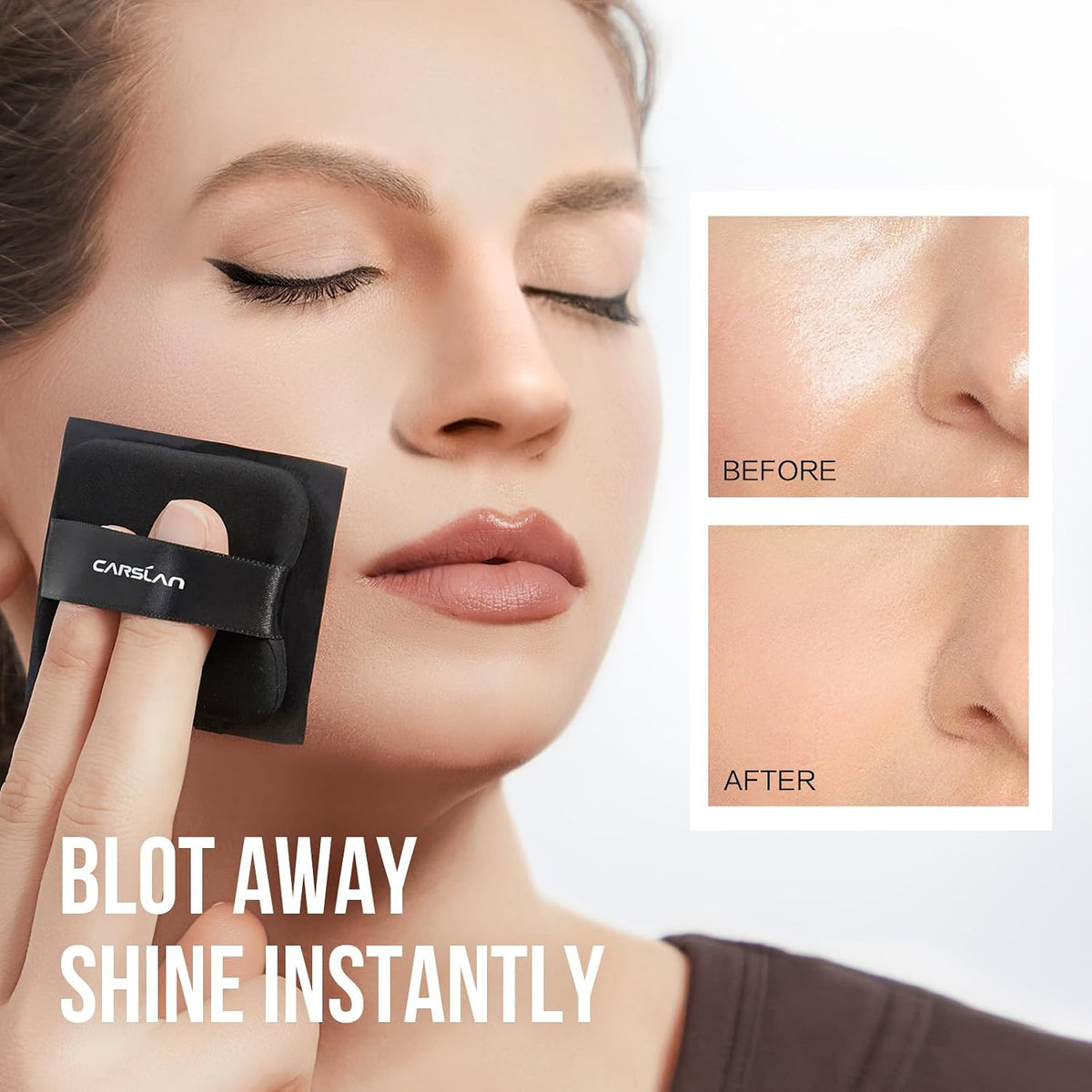 CARSLAN Makeup Blotting Paper with Powder, Keeps Makeup Fresh All Day