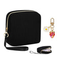 Corduroy Period Pouch Discreet Sanitary Napkin Storage Bag Black