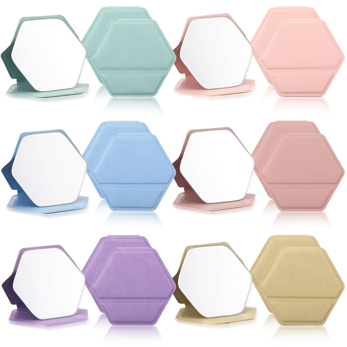Compact Portable Mirror Bulk, Rectangle, Morandi, 12 Pcs