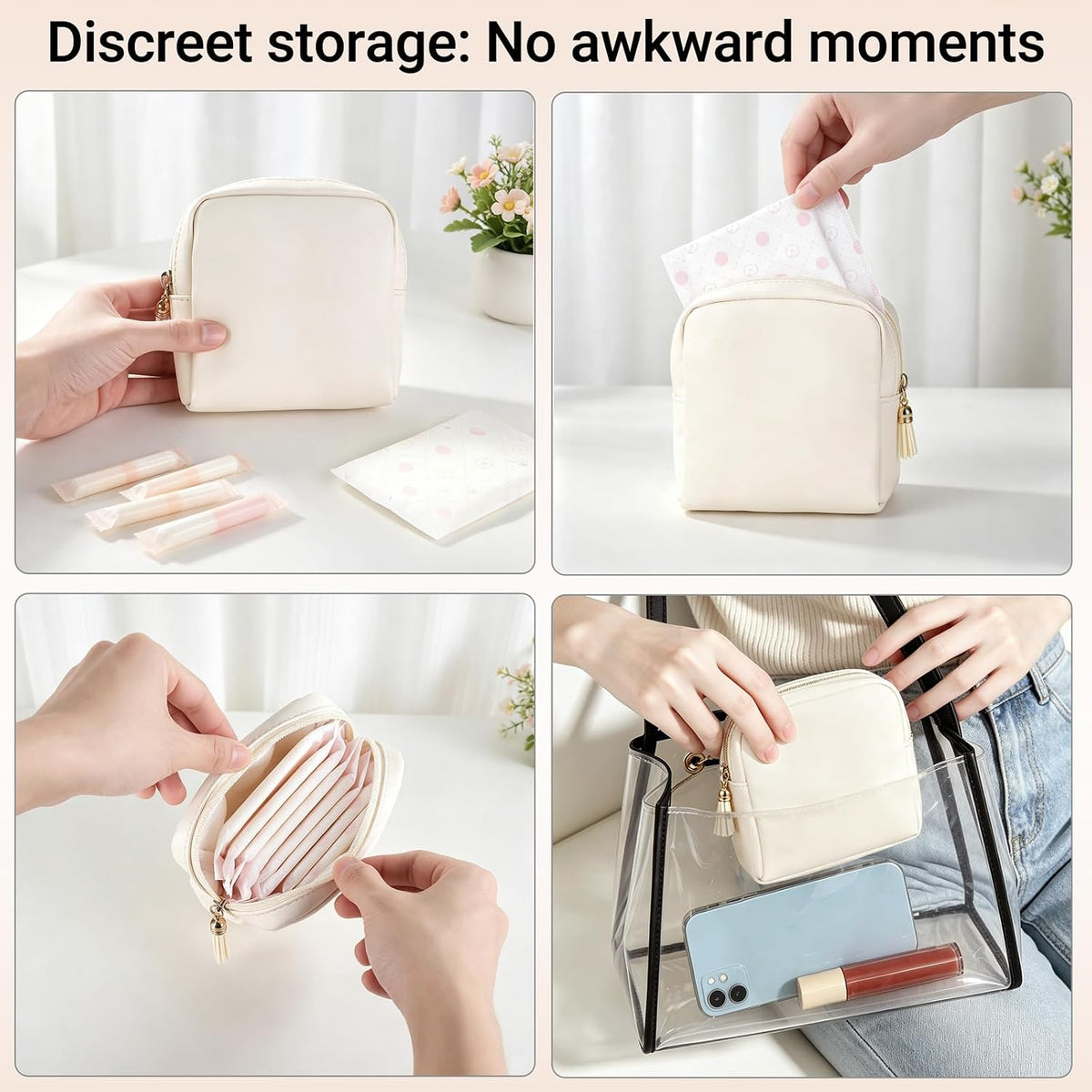 Mkono Period Pad Pouch for School, Sanitary Napkin Storage Bag for Teens