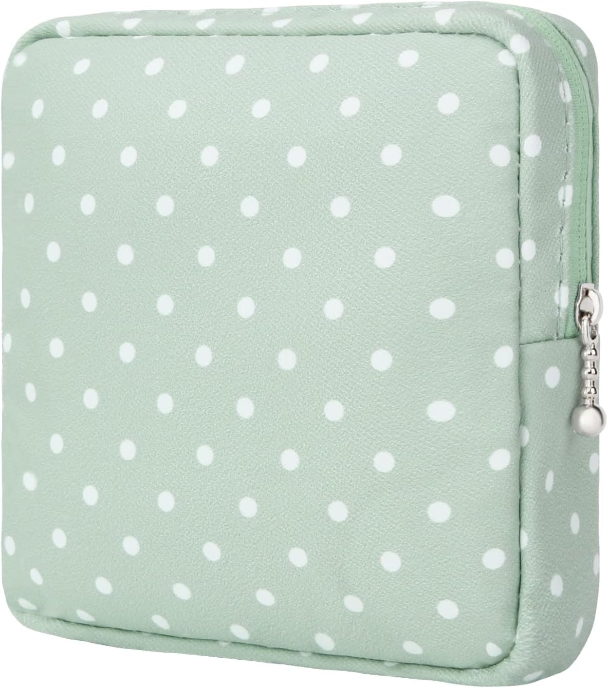 Sanitary Pad Storage Bag Portable Period Bag for Teen Pads/Sanitary Napkins/Small Tampons, Sanitary Napkin Storage Bag First Period Gifts for Teen Girls (Green Dot)