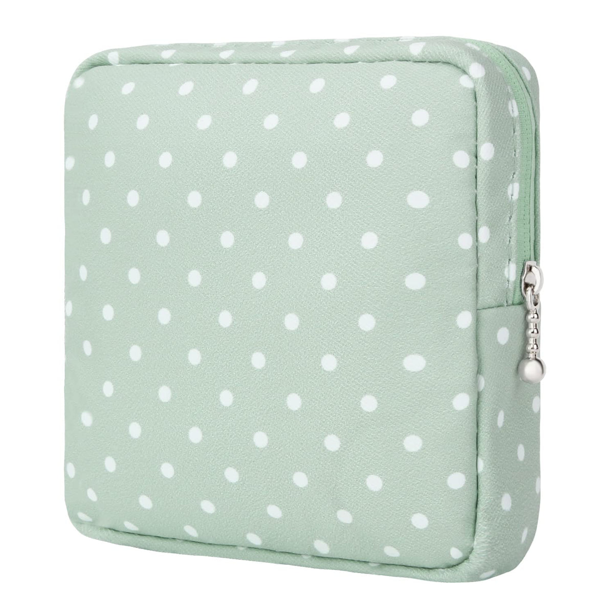 Sanitary Pad Storage Bag Portable Period Bag for Teen Pads/Sanitary Napkins/Small Tampons, Sanitary Napkin Storage Bag First Period Gifts for Teen Girls (Green Dot)