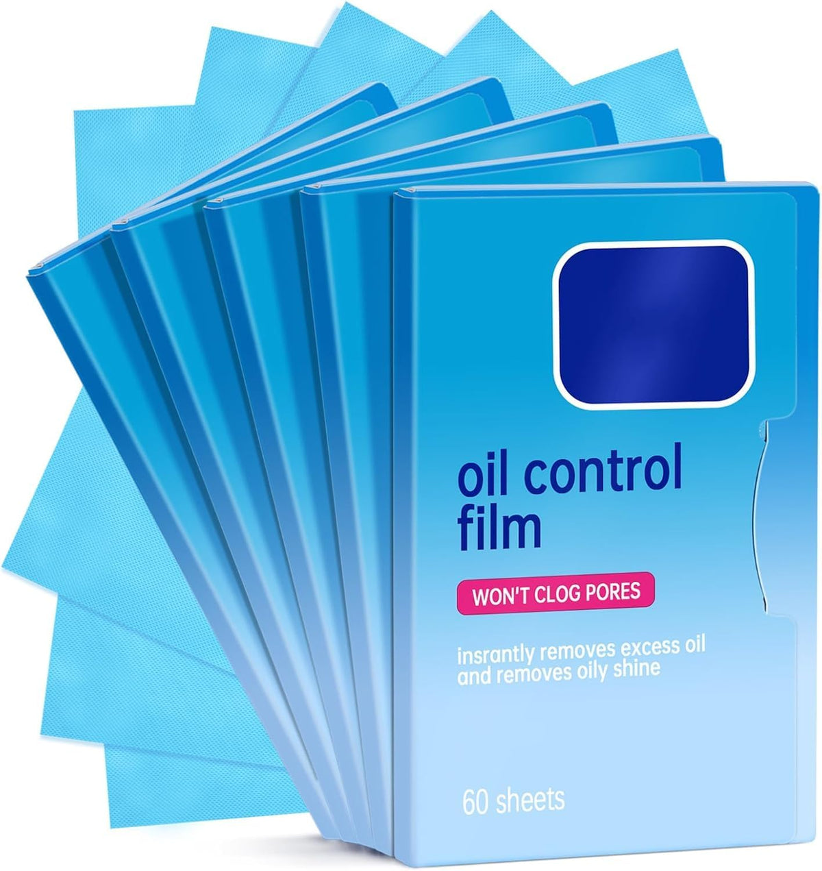 5 Packs Oil Blotting Papers (300 Sheets,60x5p) Oil Absorbing Blotting Sheets for Oily Skin