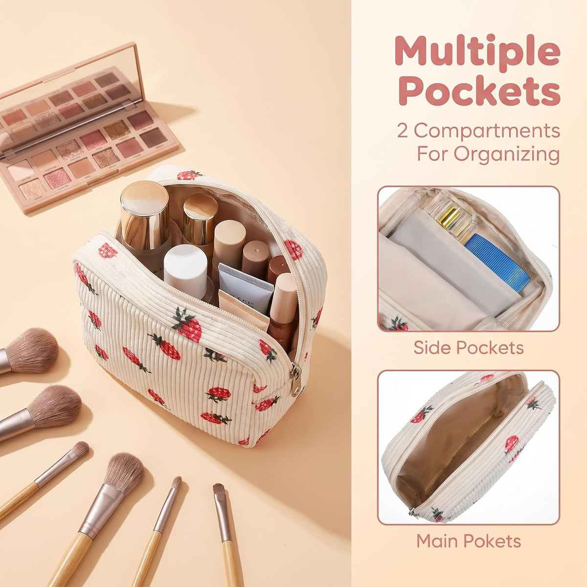 Jeffdad 2Pcs Period Bag, Cute Portable Sanitary Napkin Storage Pouch & Mini Makeup Bag, Compact Small Cosmetic Pouch for On-the-Go Organization
