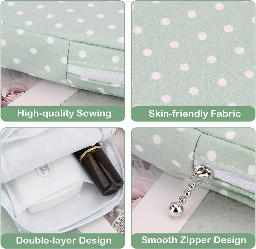 Sanitary Pad Storage Bag Portable Period Bag for Teen Pads/Sanitary Napkins/Small Tampons, Sanitary Napkin Storage Bag First Period Gifts for Teen Girls (Green Dot)