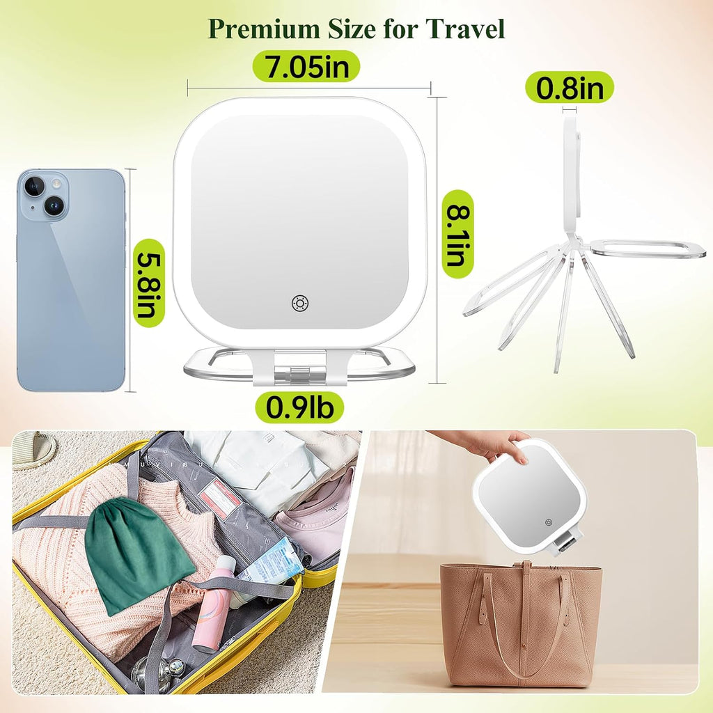 FUNTOUCH Rechargeable 7" Travel Makeup Mirror 30X Magnification,White