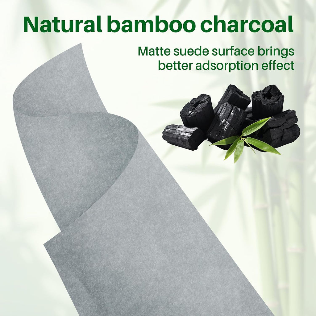 200 Oil Blotting Sheets for Face - Bamboo Charcoal Oil Absorbing Blotting Paper with Mirror & Puff Disposable Oily Control Removing Face Wipes Pads Oil Skin Women Men Beauty Makeup Essentials