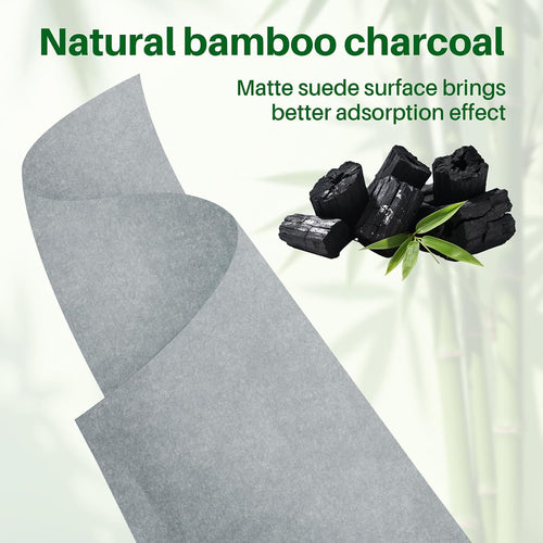 200 Oil Blotting Sheets for Face - Bamboo Charcoal Oil Absorbing Blotting Paper with Mirror & Puff Disposable Oily Control Removing Face Wipes Pads Oil Skin Women Men Beauty Makeup Essentials