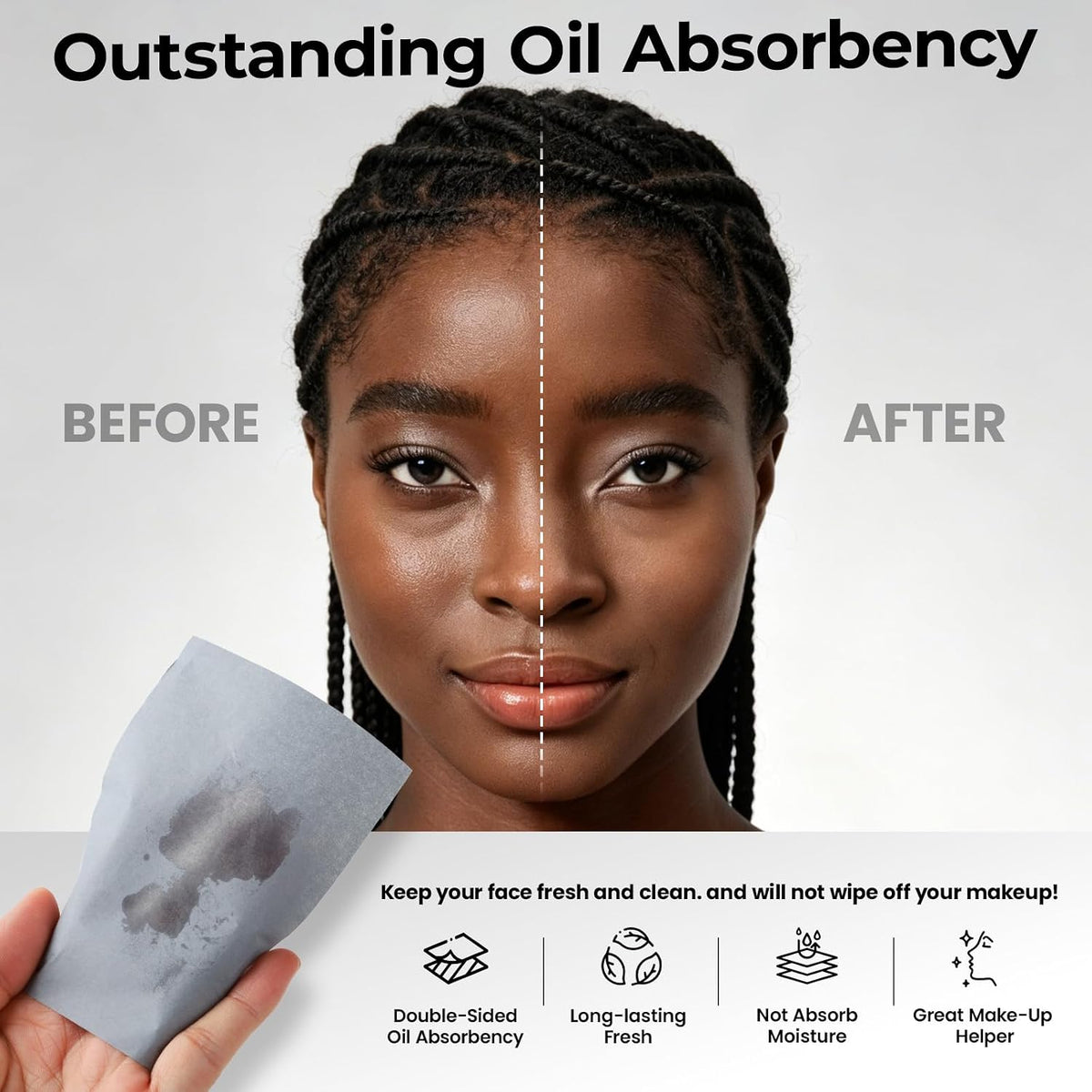 FANDAMEI 200 Counts Oil Blotting Sheets For Face, Blotting Papers For Face